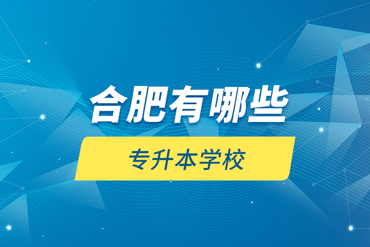 合肥有哪些專升本學(xué)校？